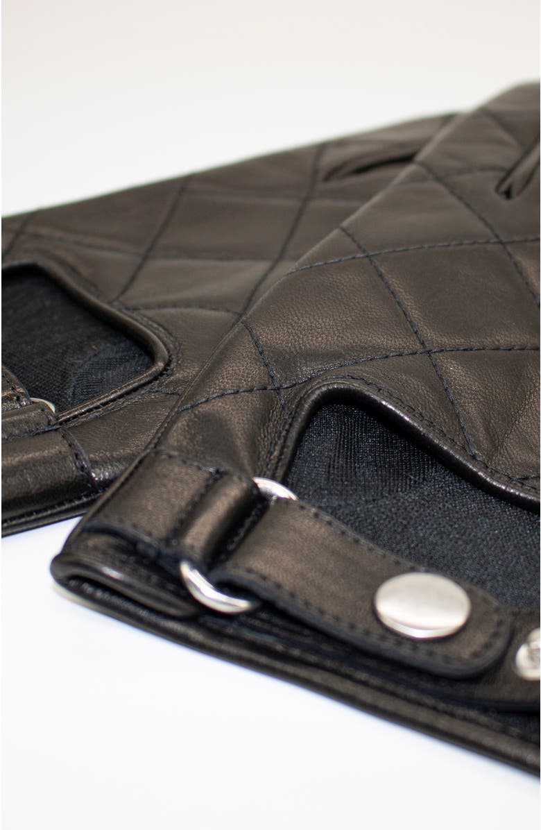 Portolano Quilted leather gloves with belt, Alternate, color, Black