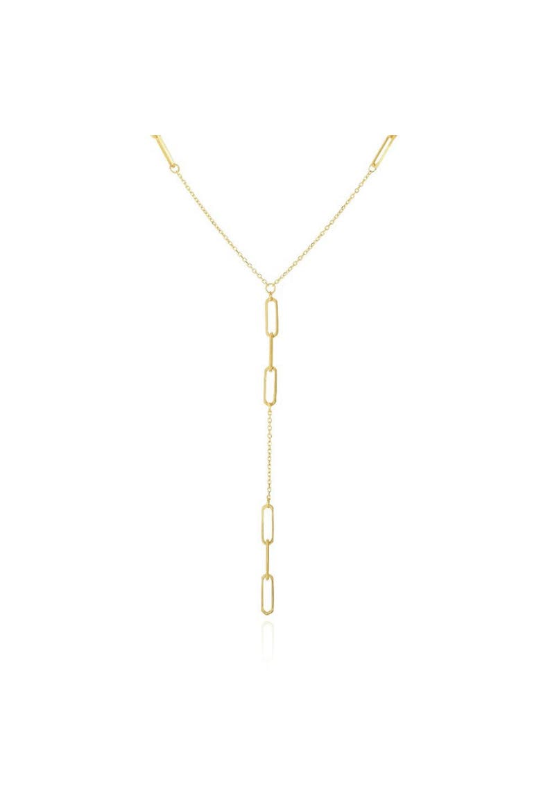 Paperclip Lariat Necklace, Alternate, color, Yellow Gold