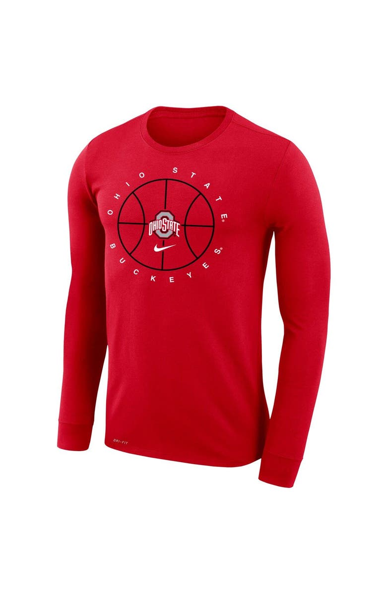 Nike Men's Nike Red Ohio State Buckeyes Basketball Icon Legend Performance Long Sleeve T-Shirt, Alternate, color,
