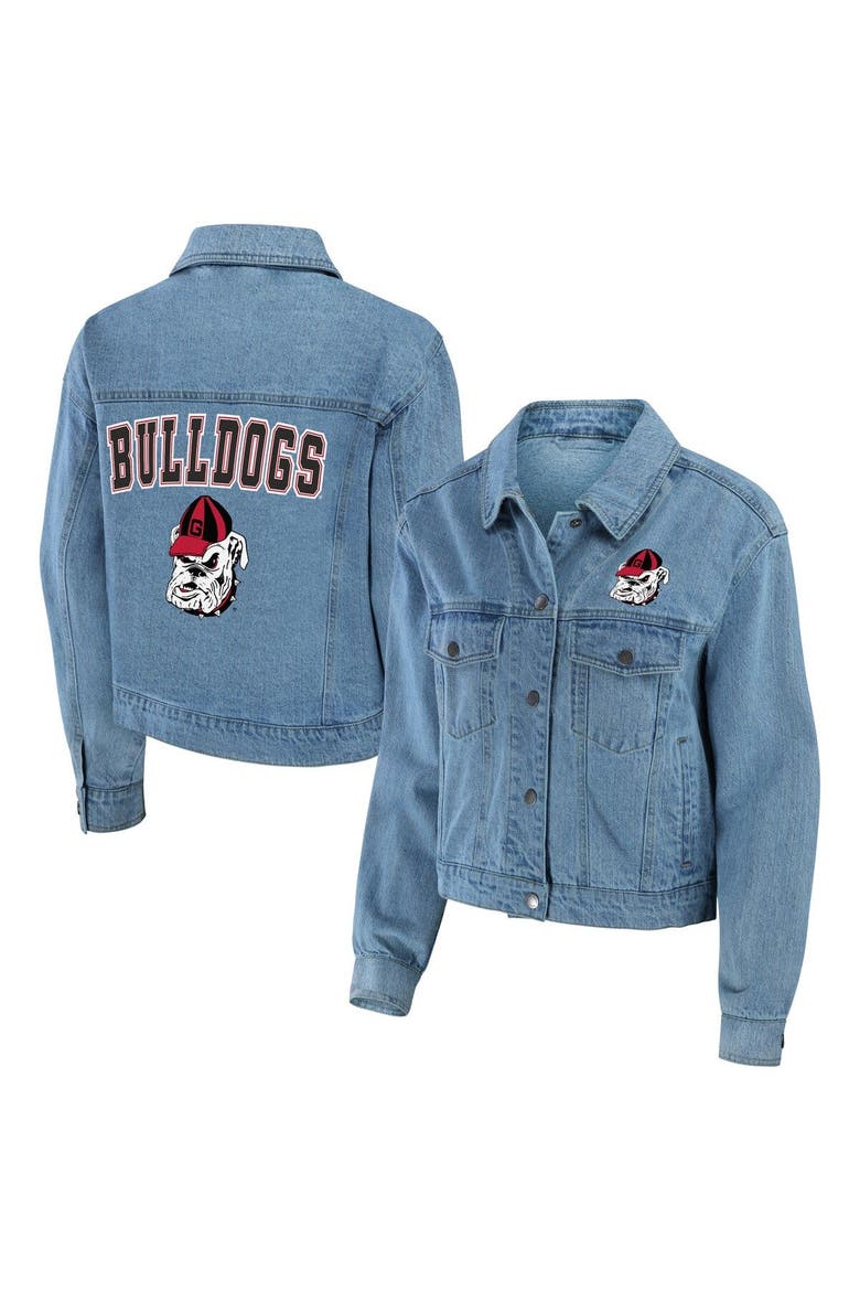 Women's WEAR by Erin Andrews Georgia Bulldogs Button-Up Denim Jacket, Main, color, Denim