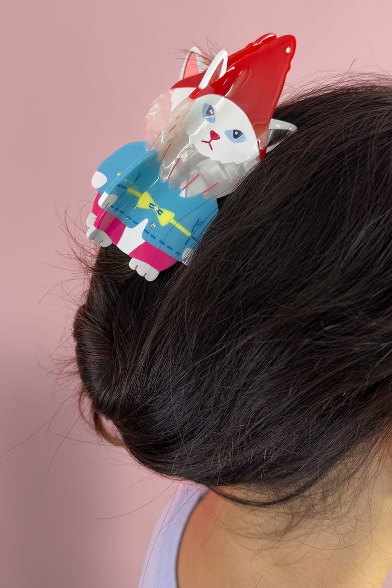 Cat Garden Gnome Hair Claw, Alternate, color, Red