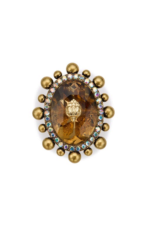 Kurt Geiger London Crystal Cocktail Ring In Gold