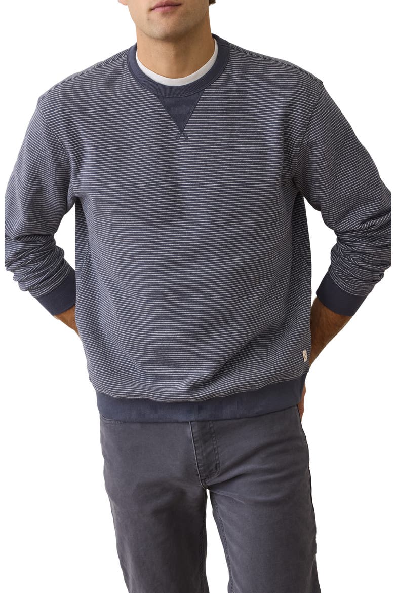 Cloud 9 Fleece Relaxed Crewneck Sweatshirt, Main, color, NAVY MINI STRIPE