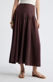 Treasure & Bond Pleat Accent Linen Blend Maxi Skirt