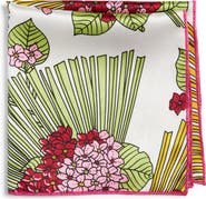 CLIFTON WILSON Lime & Maroon Floral Silk Pocket Square