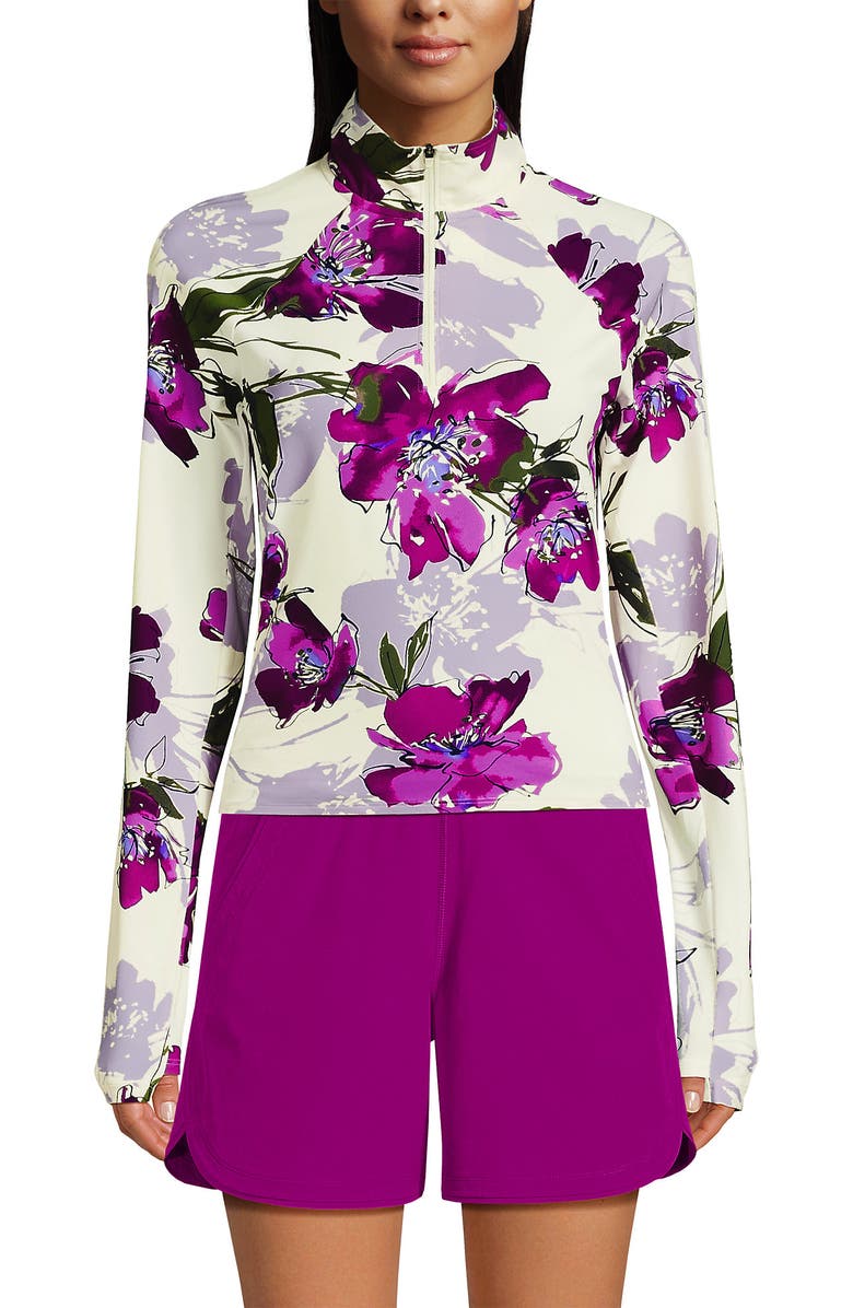 Lands' End Long Sleeve Rash Guard Cover-up UPF 50, Alternate, color, White