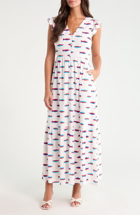 Evianna Flutter Sleeve Maxi Dress