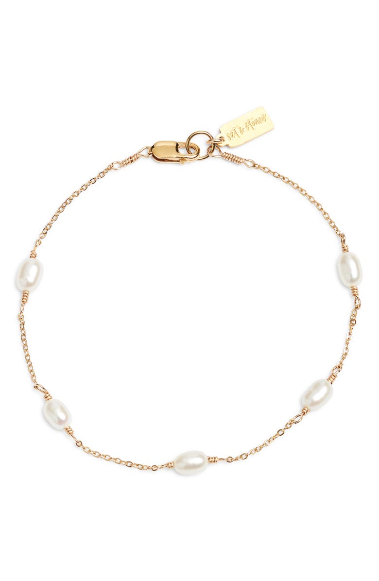 Set & Stones Madeline Freshwater Pearl Station Bracelet, Main, color, Gold