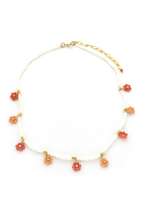 Flower Drops Beaded Necklace