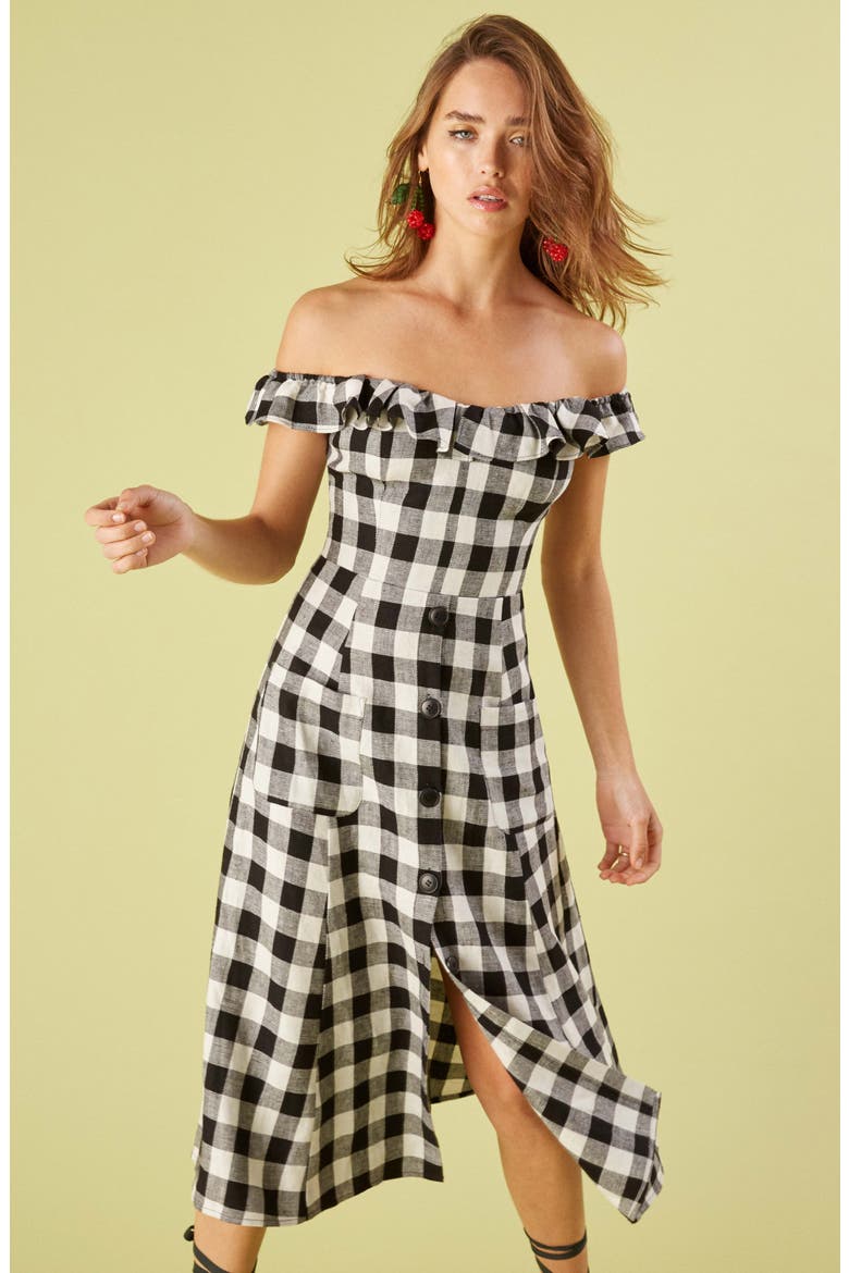 Hattie Off the Shoulder Linen Dress, Alternate, color, LUKE