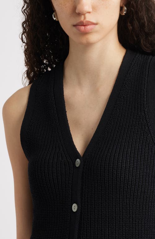 Nordstrom Button Front Cotton Blend Sweater Vest In Black