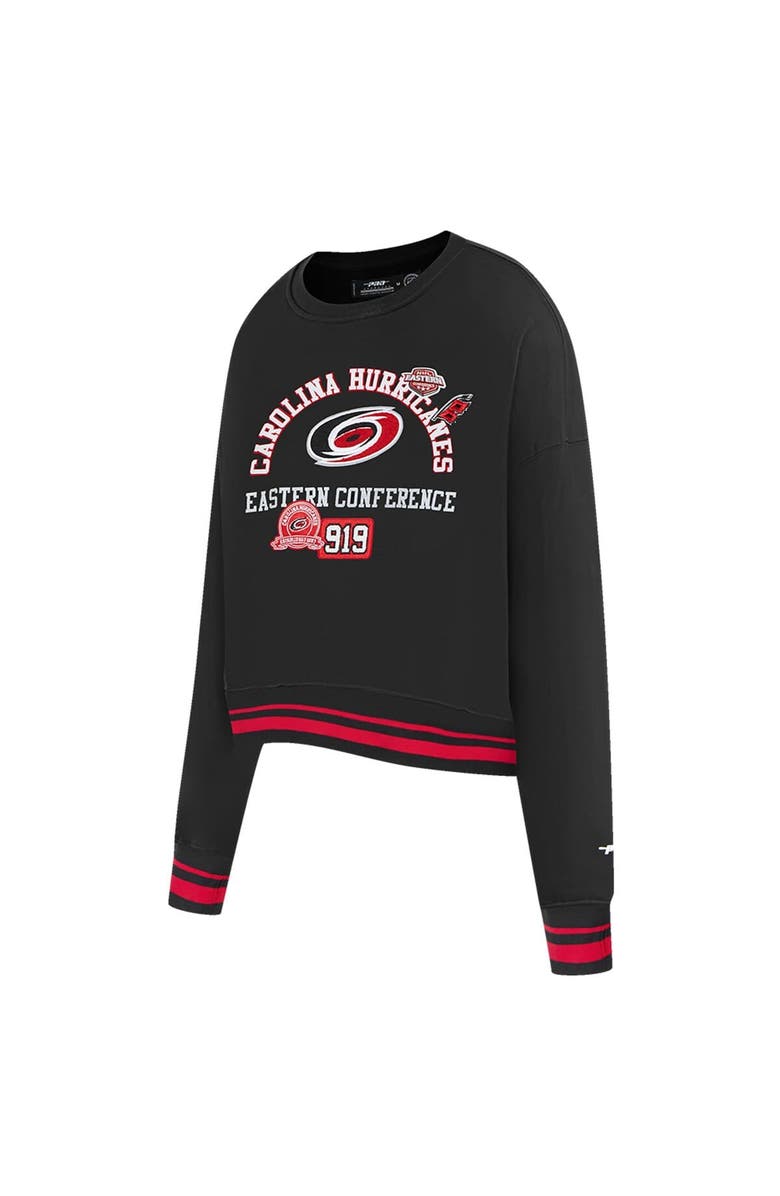 PRO STANDARD Women's Pro Standard  Black Carolina Hurricanes Area Code Cropped Pullover Sweatshirt, Alternate, color, Black