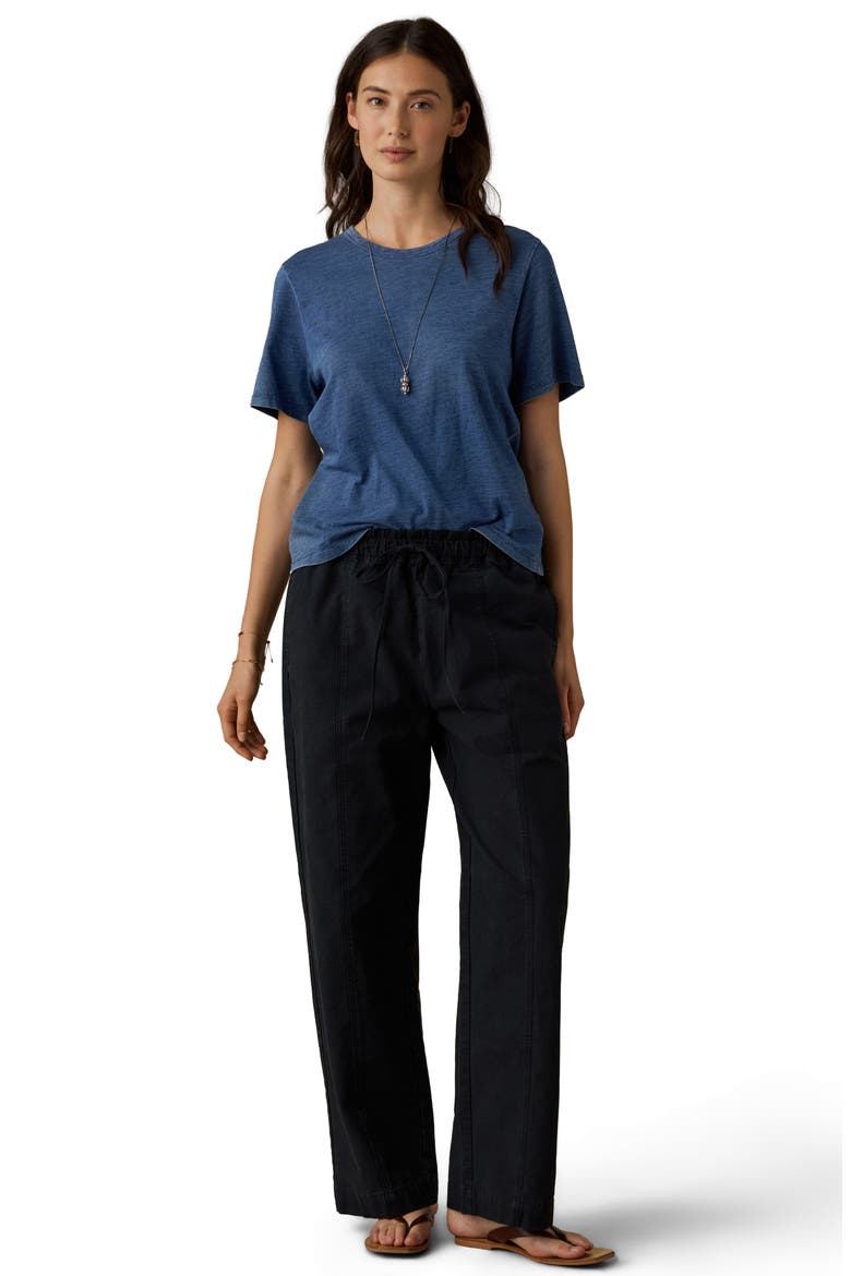 Organic Cotton Twill Drawstring Wide Leg Pants, Alternate, color, BLACK