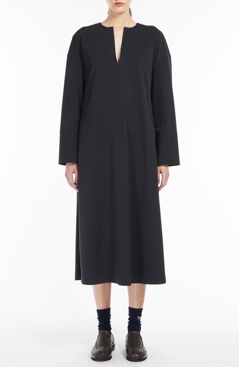MM by Max Mara Rapace Long Sleeve Jersey Shift Dress, Main, color, Navy