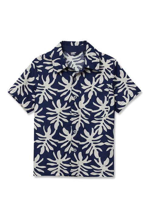 Boys Short Sleeve Linen Slub Button Down Shirt