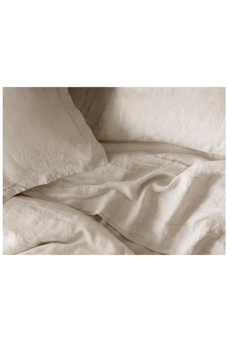 Relaxed Organic Linen Sheet Set, Alternate, color, NATURAL CHAMBRAY