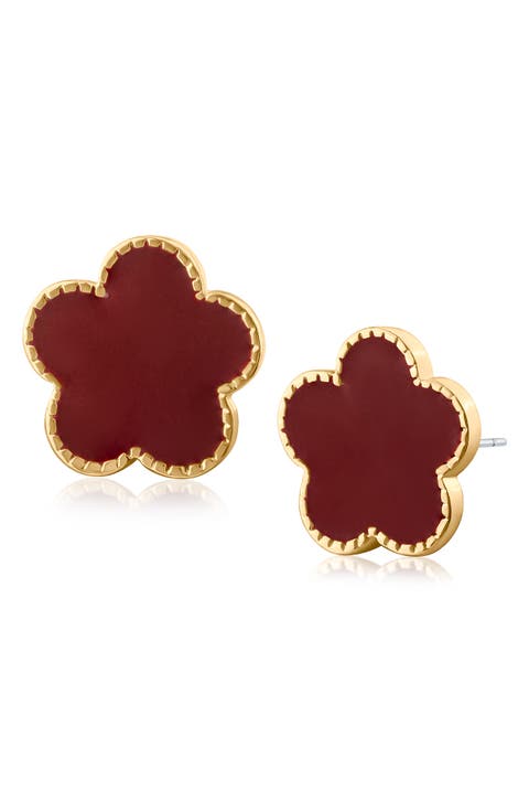 Enamel Clover Stud Earrings