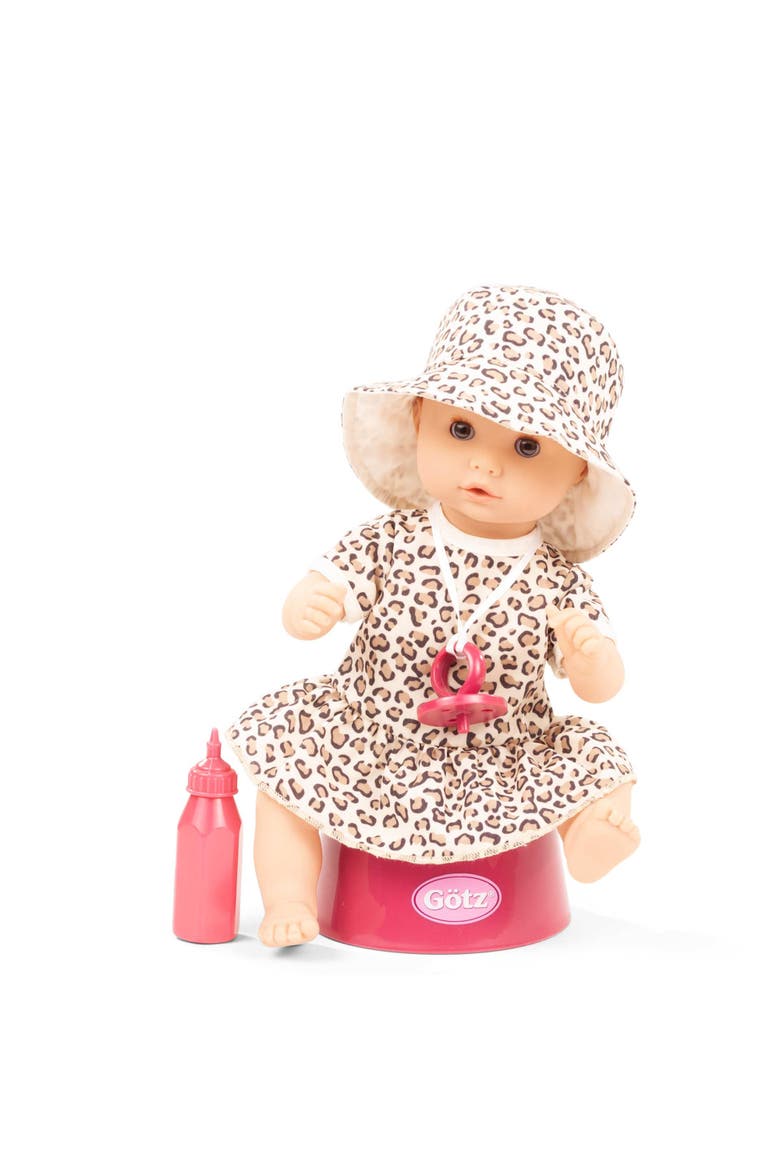 Aquini Girl 13" Spotted Cat Potty Baby Doll, Main, color, Multicolored