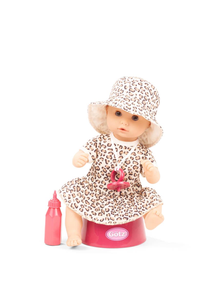 Gotz Aquini Girl 13" Spotted Cat Potty Baby Doll, Main, color, Multicolored