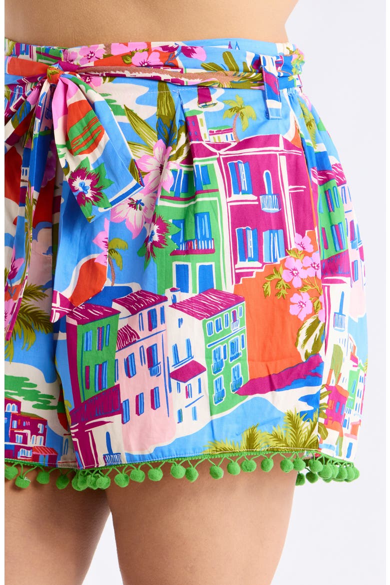 Maeve Belted Floral Zaferia Shorts, Alternate, color, CREAM-BLUE-MULTI