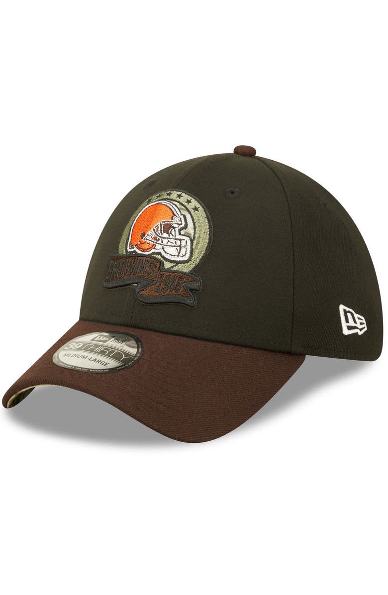 New Era Men's New Era Black/Brown Cleveland Browns 2022 Salute To Service 39THIRTY Flex Hat, Alternate, color,