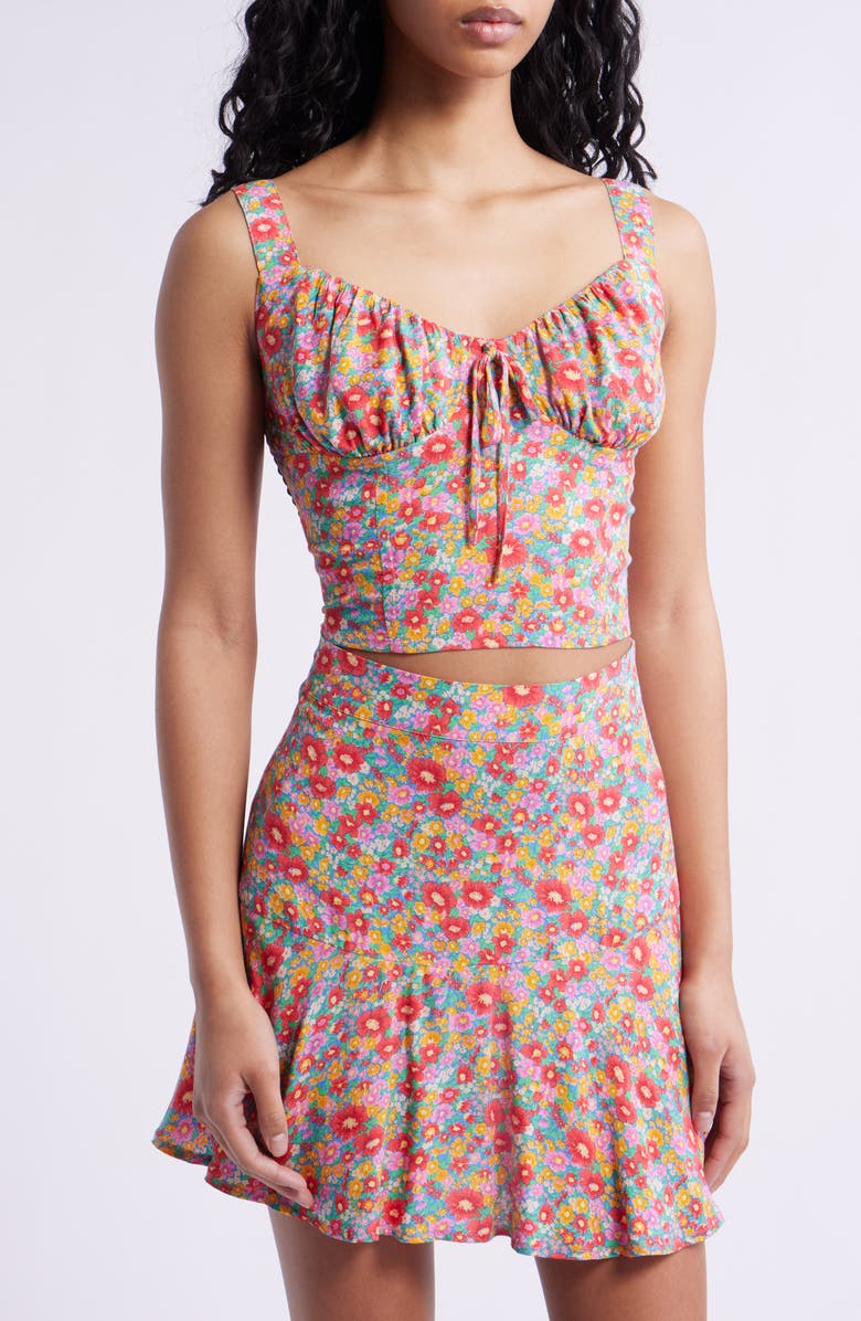 Rip Curl Las Dalias Floral Print Crop Tank, Main, color, Blue