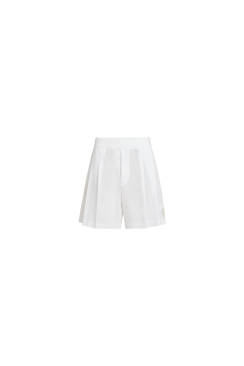 Stretch cotton piqué active shorts with logo, Alternate, color, White