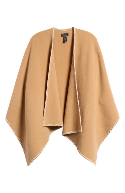 Ingrid Blanket Stitch Wool Poncho