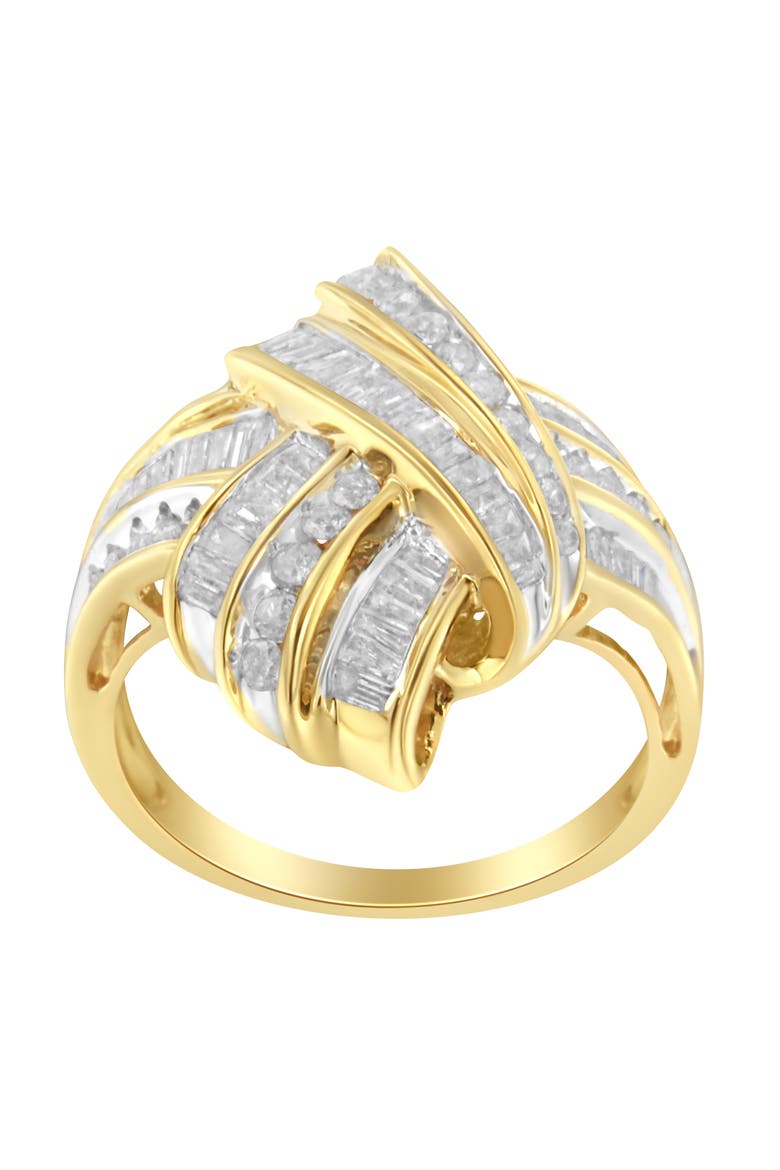 10K Yellow Gold 1 1/5 Cttw Diamond Bypass Cocktail Ring, Alternate, color, Yellow Gold