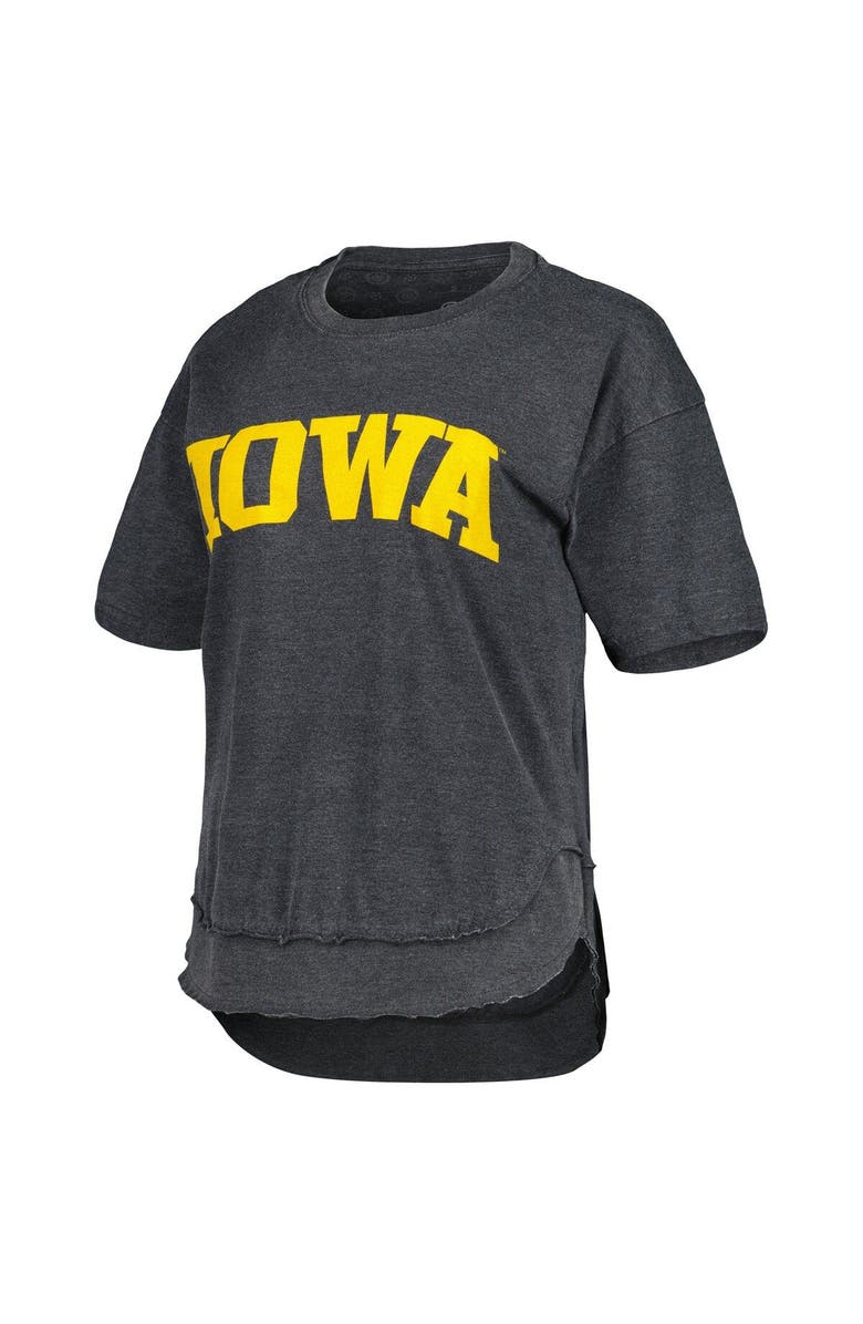 PRESSBOX Women's Pressbox Black Iowa Hawkeyes Arch Poncho T-Shirt, Alternate, color,