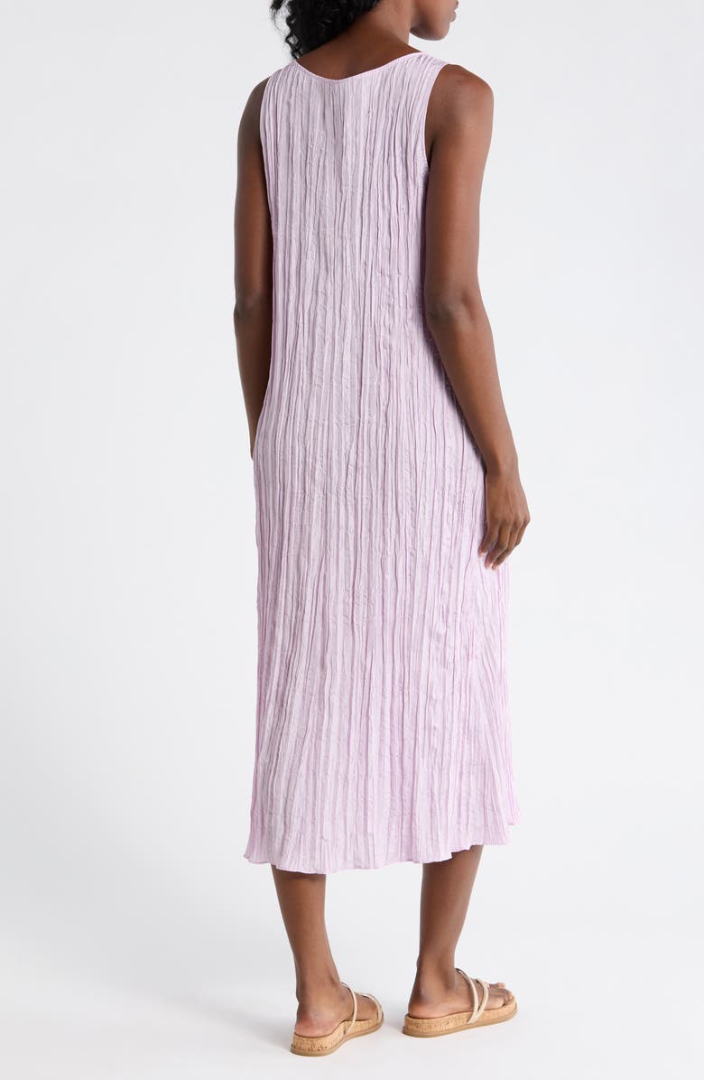 Eileen Fisher Pleated Silk Midi Dress, Alternate, color, Wild Orchid