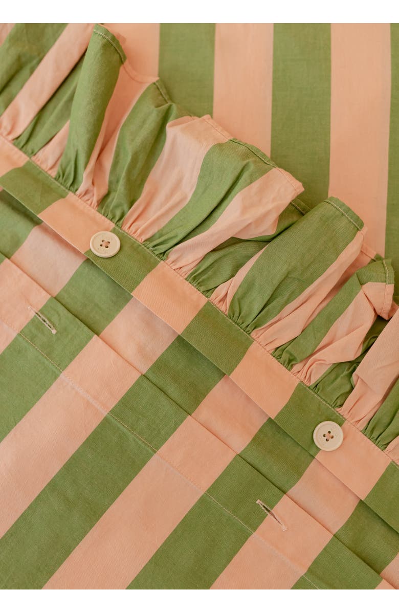 TBCo Cotton Ruffle Bedding Set, Alternate, color, Green Stripe