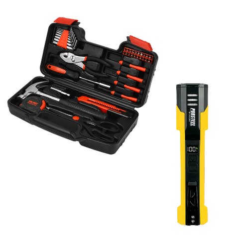 UltraBright Flashlight + Handy Solutions 39-Piece Household Tool Kit Bundle