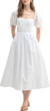 All in Favor Corset Bodice Cotton Midi Dress