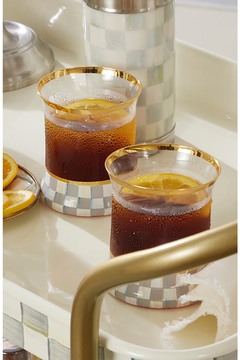 Sterling Check Set of 2 Tumbler Glasses, Alternate, color, GREY