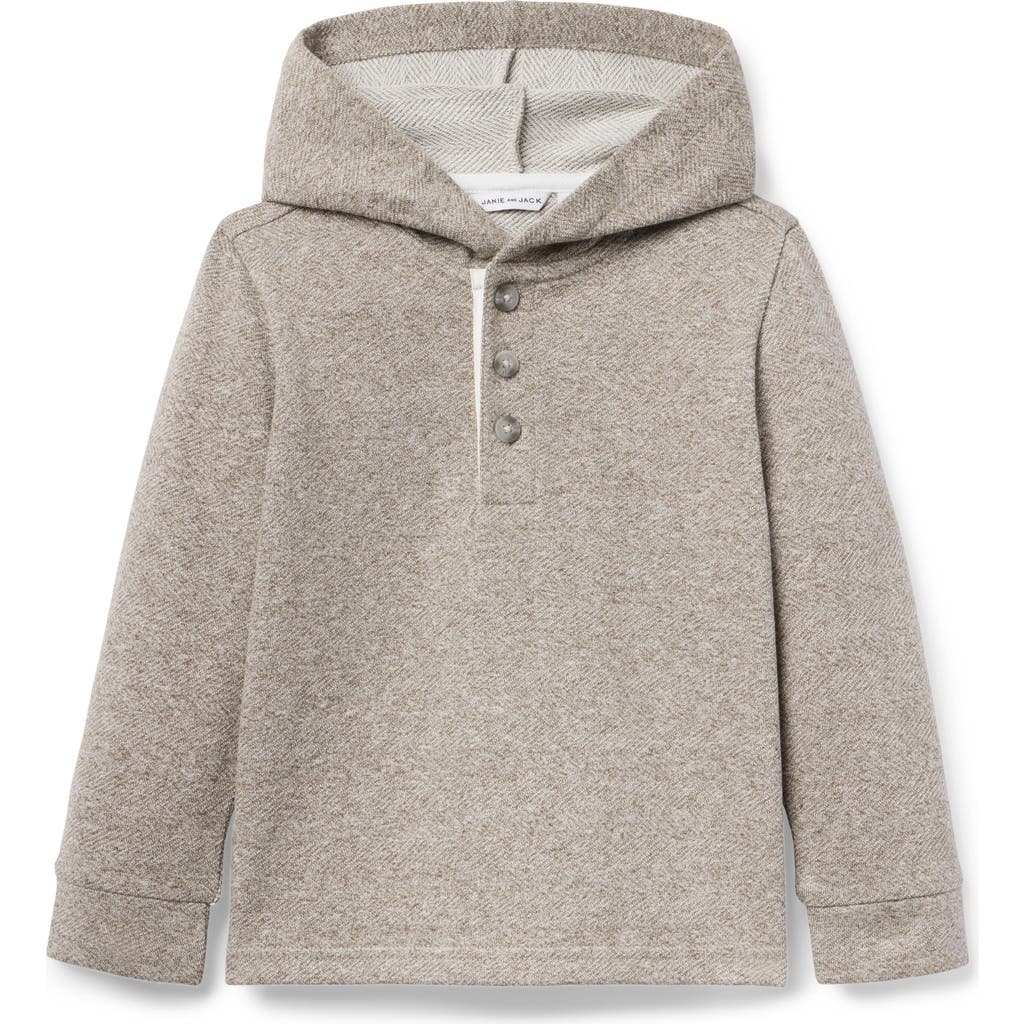 Janie And Jack Herringbone Hooded Sweatshirt In Neutral