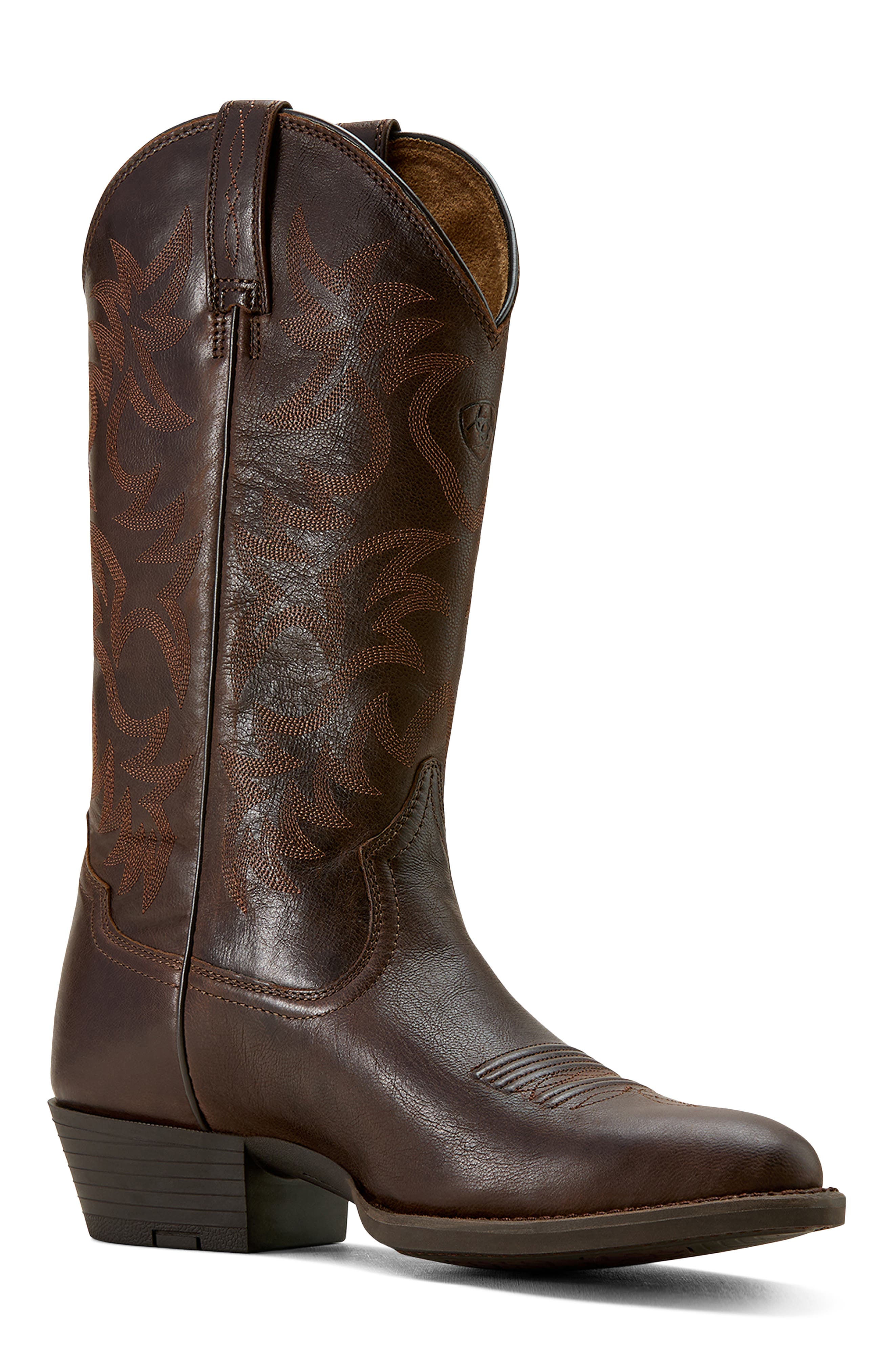 Heritage R Toe Western Boot, Alternate, color, BROWN
