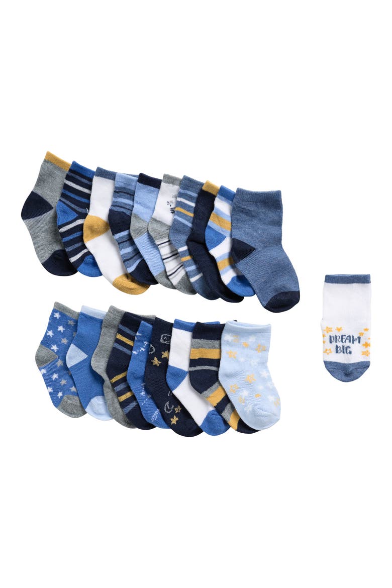 Kids' Patterned Crew Socks - Pack of 20, Main, color, BLUE COMBO