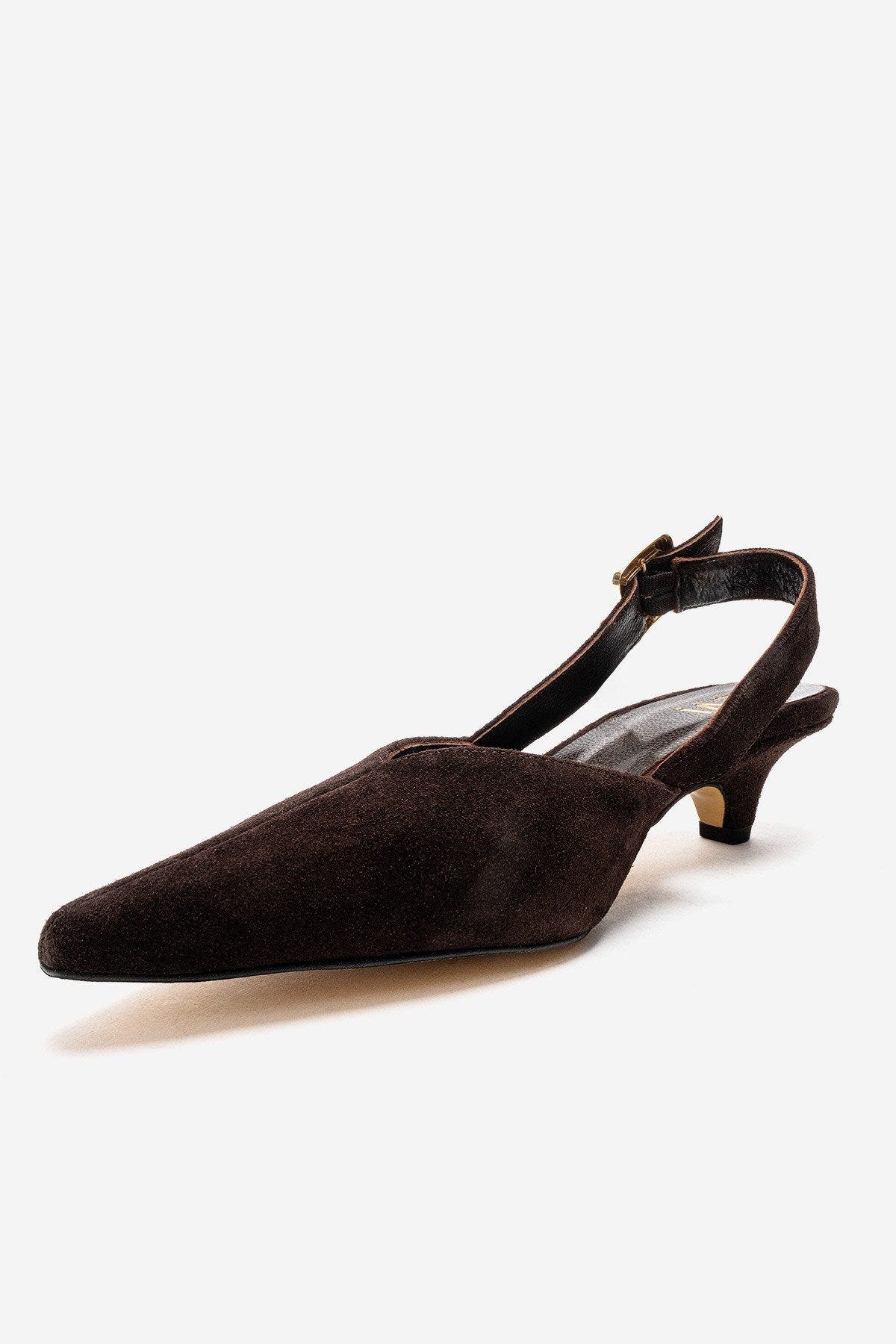 Dioris Leather Slingback Kitten Heel Pump, Alternate, color, Brown Suede