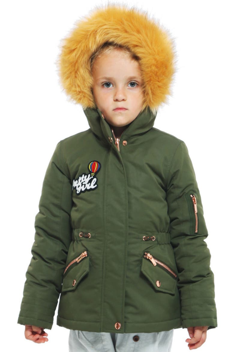 Kids' Parka Jacket with Insulated Hood, Main, color, Olive