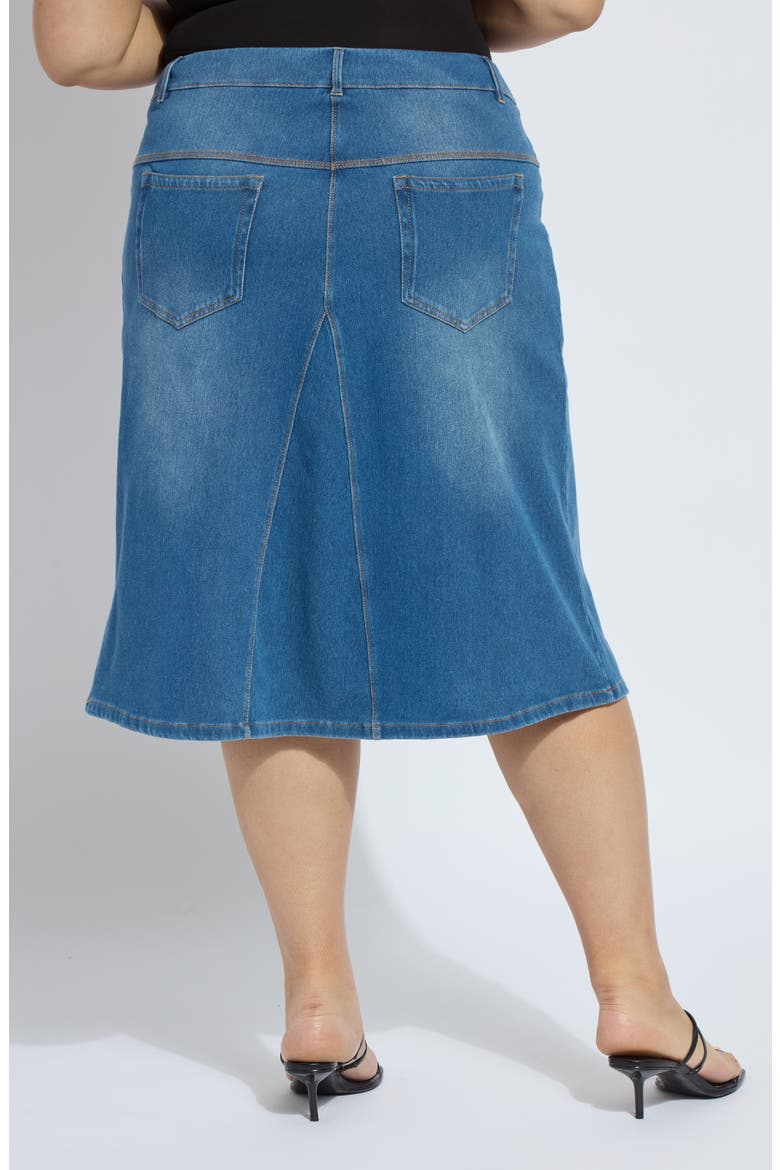 'Lyssentials Bella Denim Skirt, Alternate, color, MID WASH