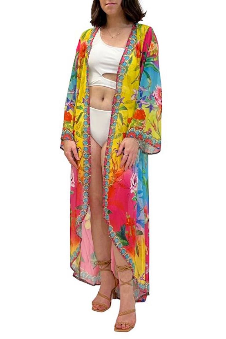 Floral Ombré Long Duster, Main, color, OMBRE YELLOW
