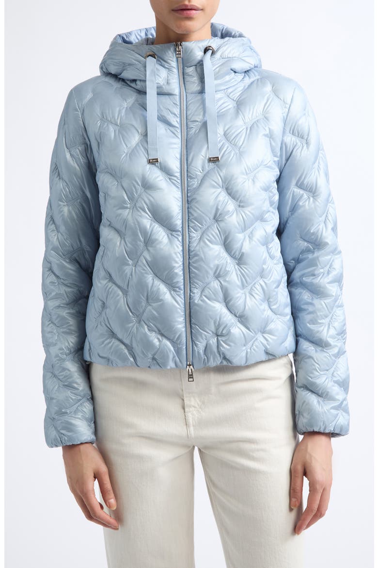 Shiny Short Hooded Down Puffer Jacket, Main, color, 9004 CELESTE