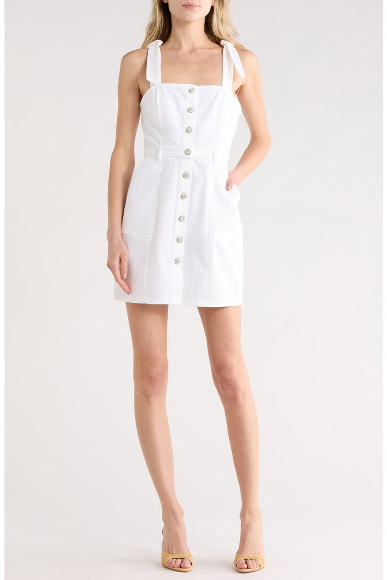Shayla Tie Strap Denim Minidress, Main, color, WHITE