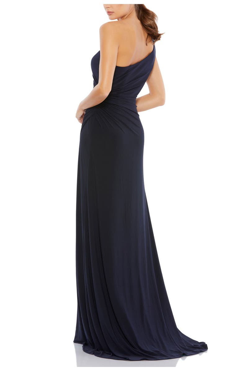 Mac Duggal One Shoulder Ruched Jersey Evening Gown, Alternate, color, Midnight