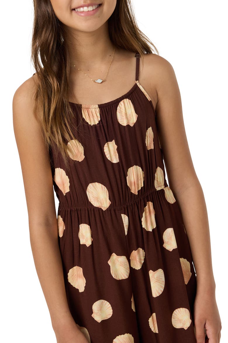 Kids' Liana Camila Shell Print Jumpsuit, Alternate, color, CHOCOLATE