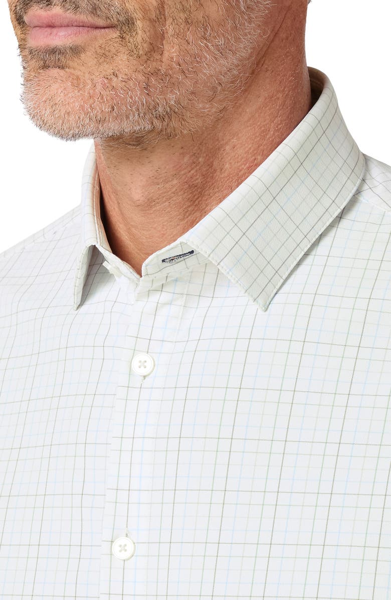 Mizzen+Main Leeward Trim Fit Plaid Performance Button-Up Shirt, Alternate, color, Eucalyptus Jordan Plaid