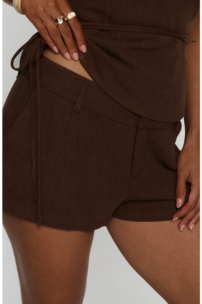 La Dulce Linen Blend Shorts, Alternate, color, CHOCOLATE