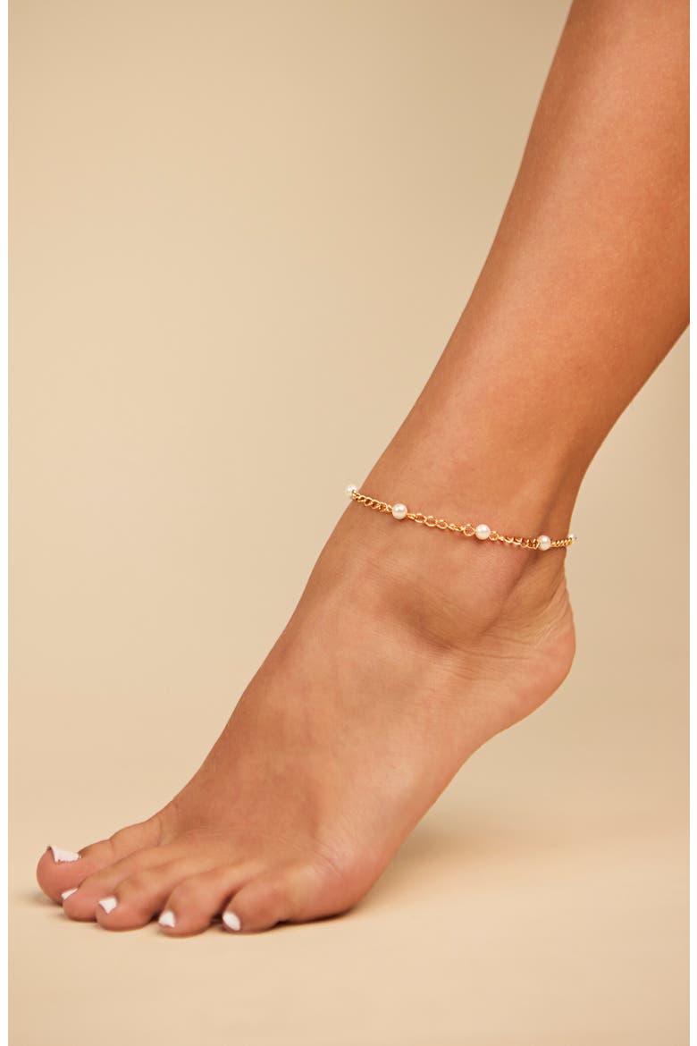 Coast Imitation Pearl Anklet, Alternate, color, GOLD