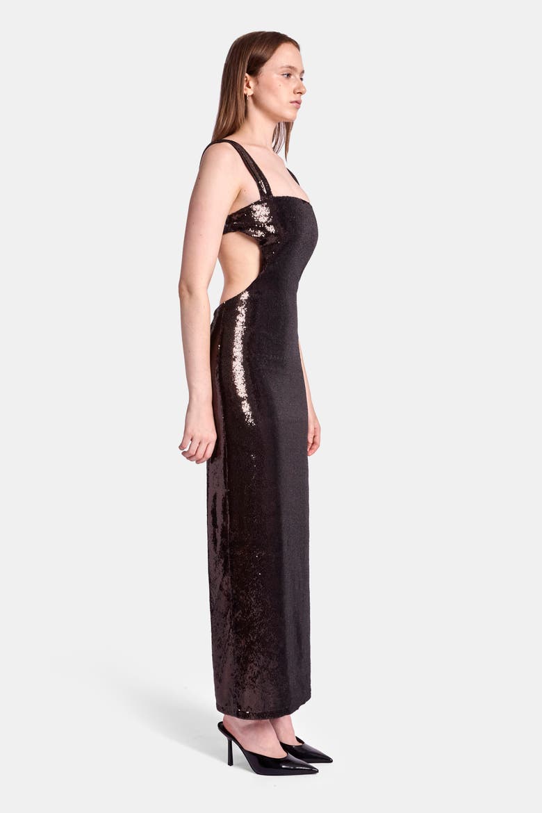 Hazel Cut-Out Maxi Dress, Alternate, color, Chocolate Brown